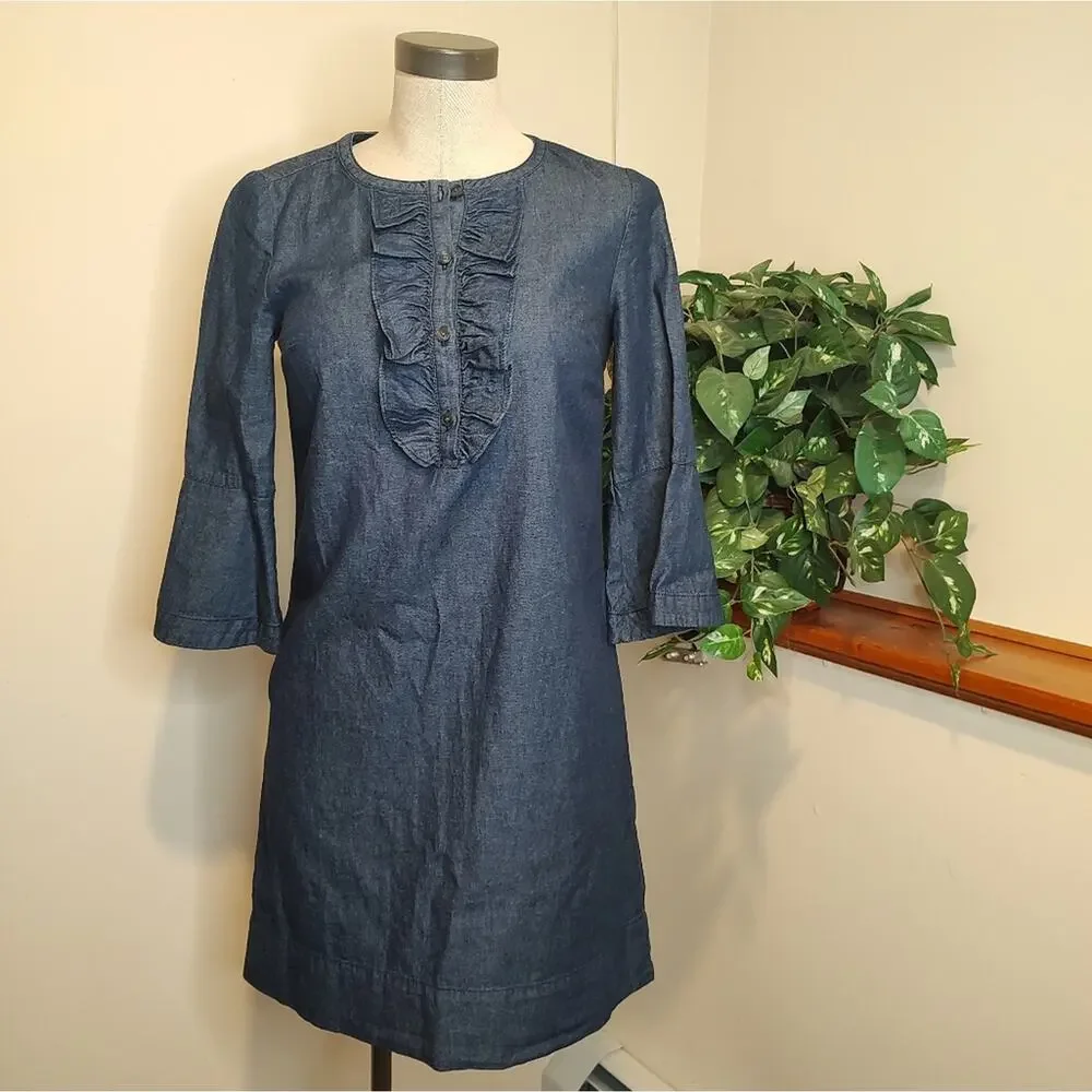 draper james denim dress Reagan Maxi in Medium Wash 37 Sleeve Length Draper James Denim Chambray Cotton